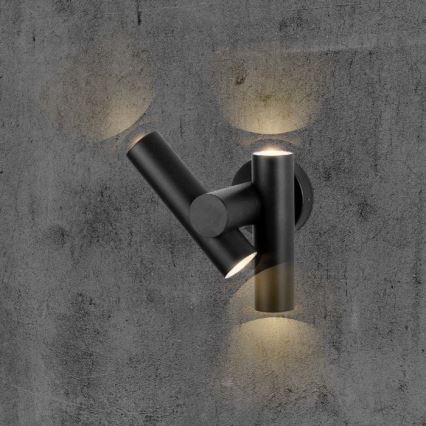 LED Екстериорен wall flexible спот 2xLED/3W/230V 3000K IP44 черен