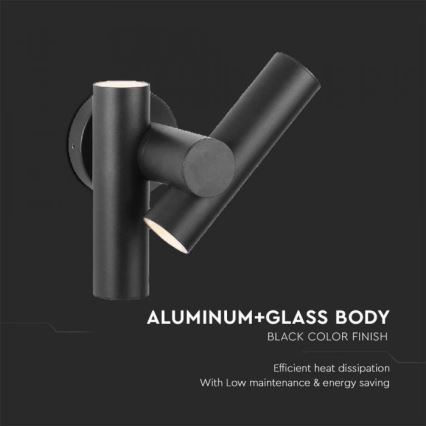LED Екстериорен wall flexible спот 2xLED/3W/230V 3000K IP44 черен