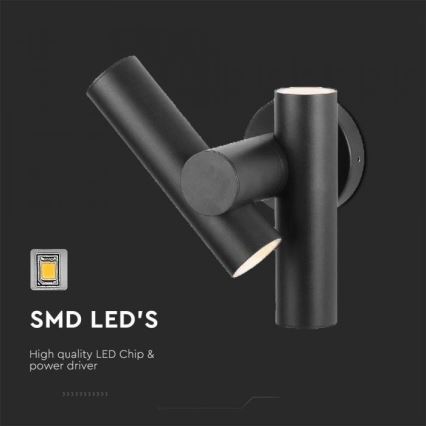 LED Екстериорен wall flexible спот 2xLED/3W/230V 3000K IP44 черен