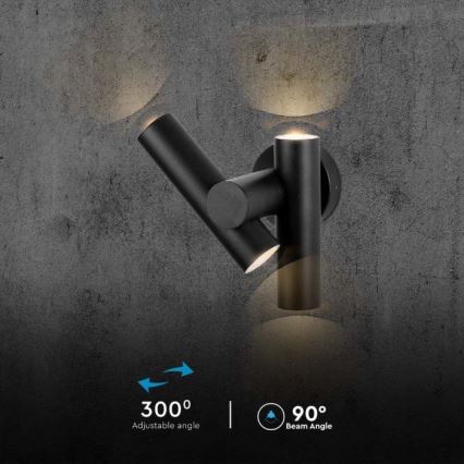 LED Екстериорен wall flexible спот 2xLED/3W/230V 3000K IP44 черен