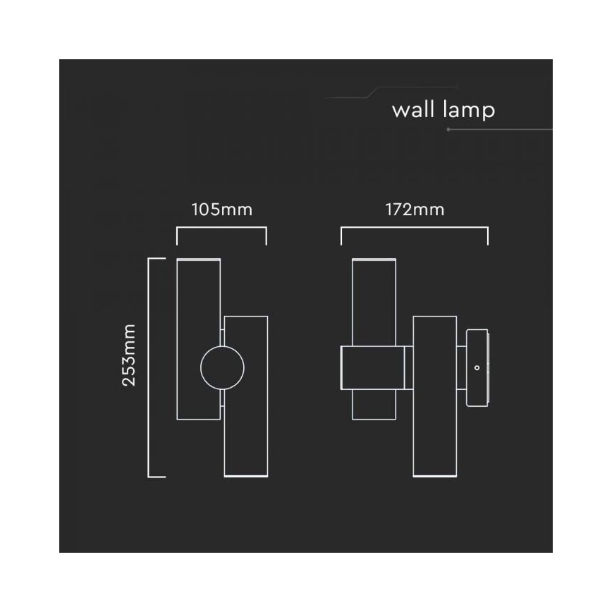 LED Екстериорен wall flexible спот 2xLED/3W/230V 3000K IP44 черен