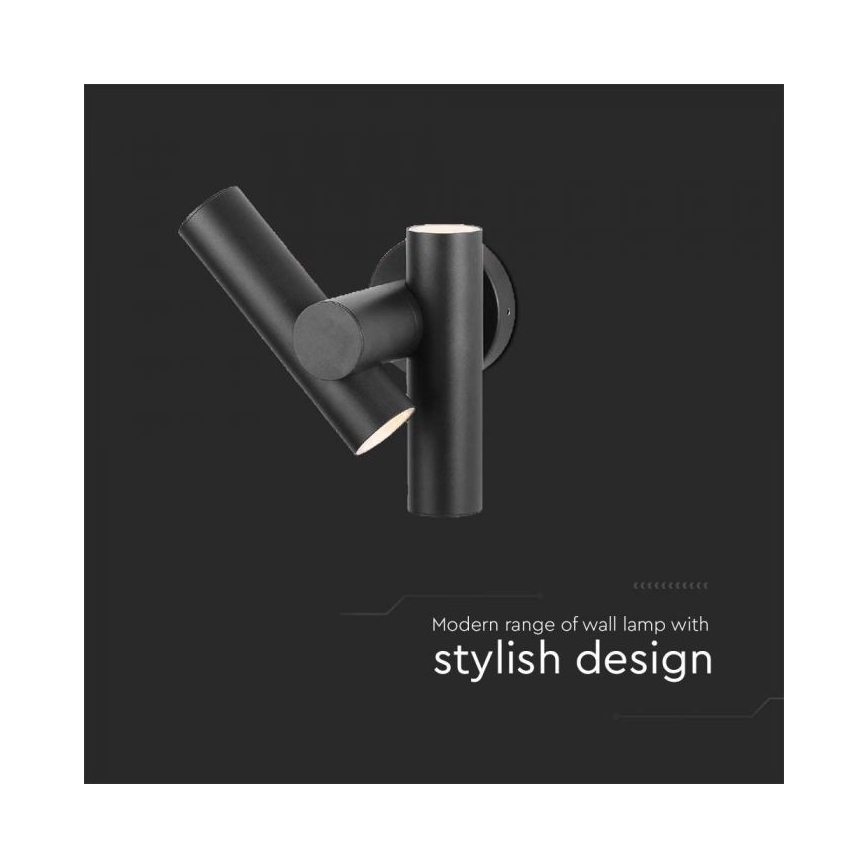 LED Екстериорен wall flexible спот 2xLED/3W/230V 4000K IP44 черен