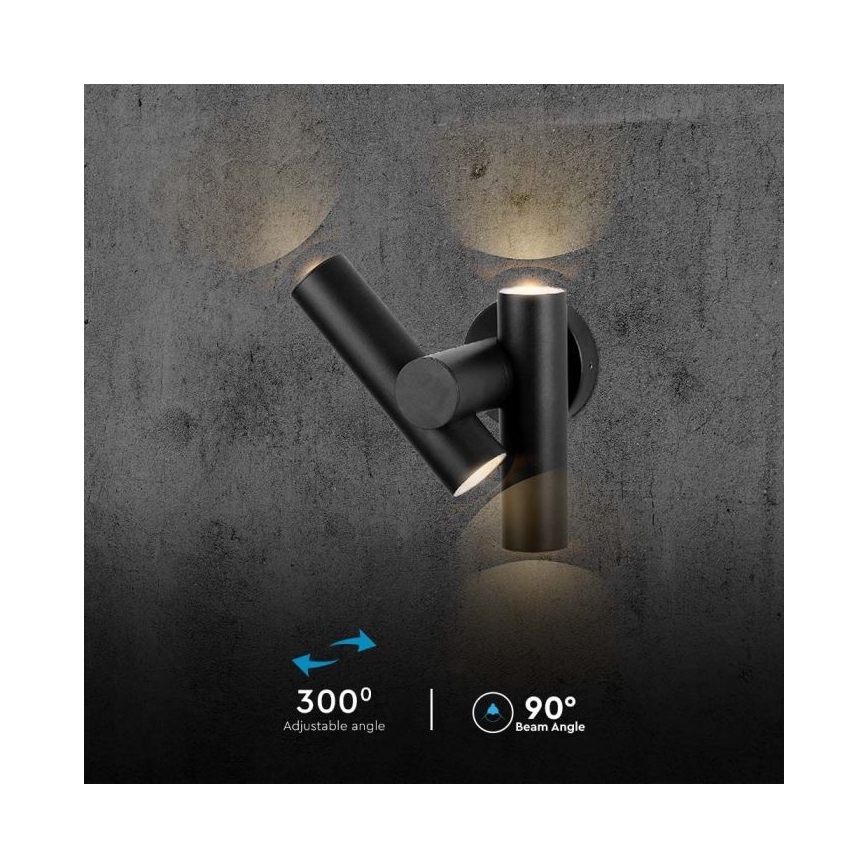 LED Екстериорен wall flexible спот 2xLED/3W/230V 4000K IP44 черен