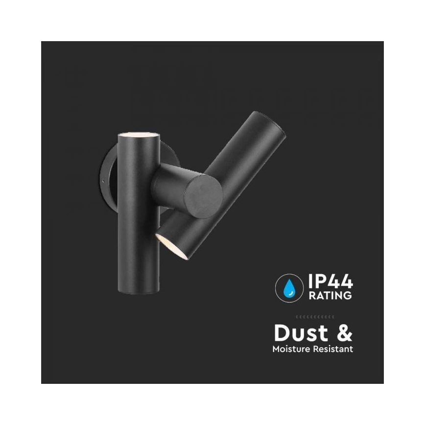 LED Екстериорен wall flexible спот 2xLED/3W/230V 4000K IP44 черен