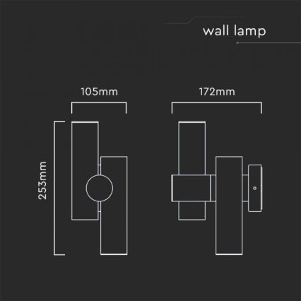 LED Екстериорен wall flexible спот 2xLED/3W/230V 4000K IP44 черен