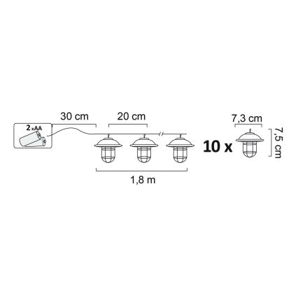 LED Екстериорна декоративна лампа LOFT 10xLED/2xAA