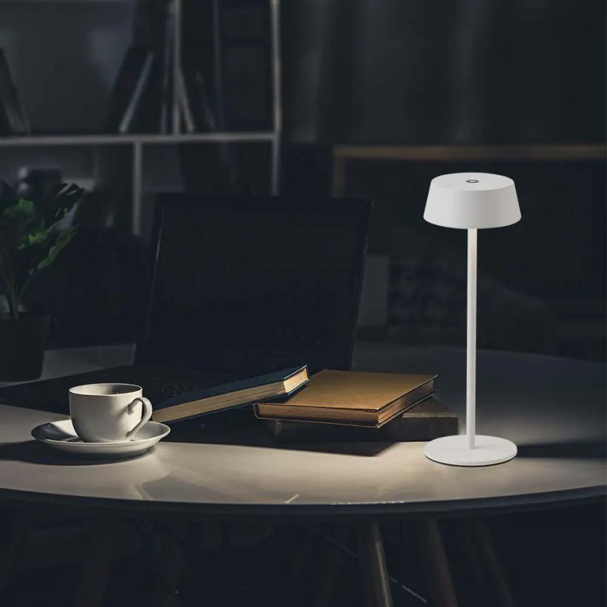LED Екстериорна димируема сензорна акумулаторна настолна лампа LED/2W/5V 4400 mAh IP54 бяла