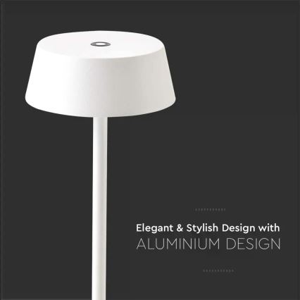LED Екстериорна димируема сензорна акумулаторна настолна лампа LED/2W/5V 4400 mAh IP54 бяла