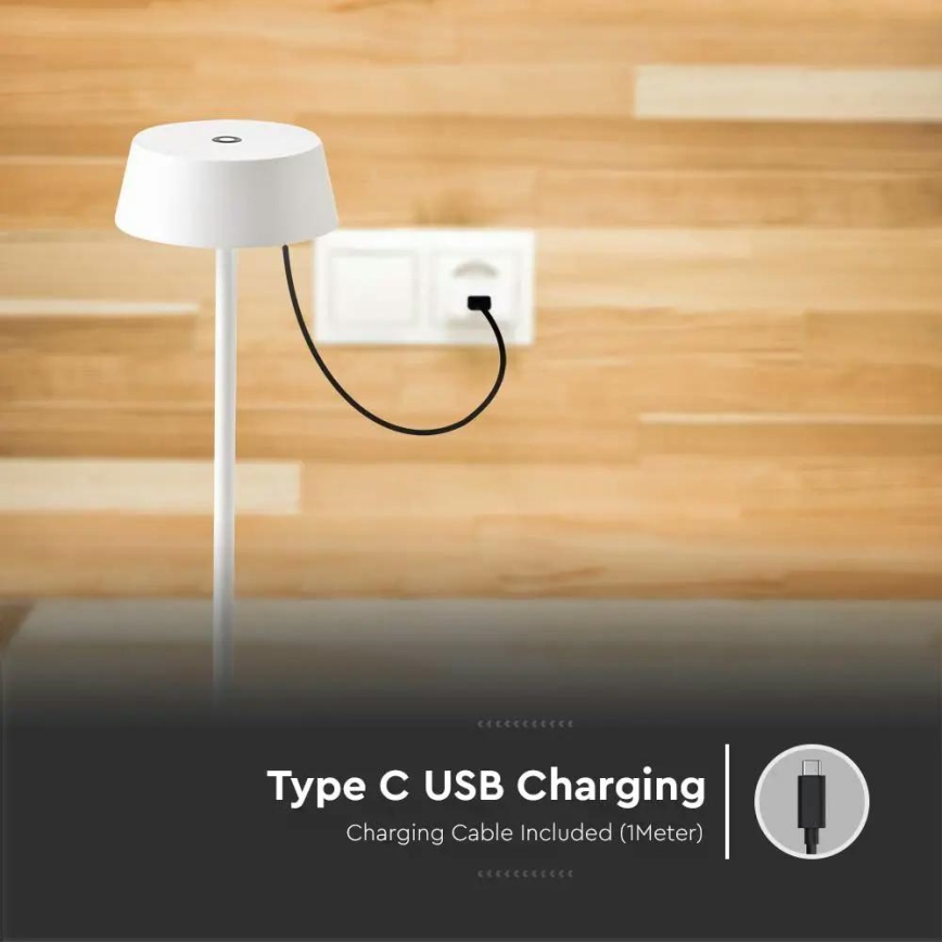 LED Екстериорна димируема сензорна акумулаторна настолна лампа LED/2W/5V 4400 mAh IP54 бяла