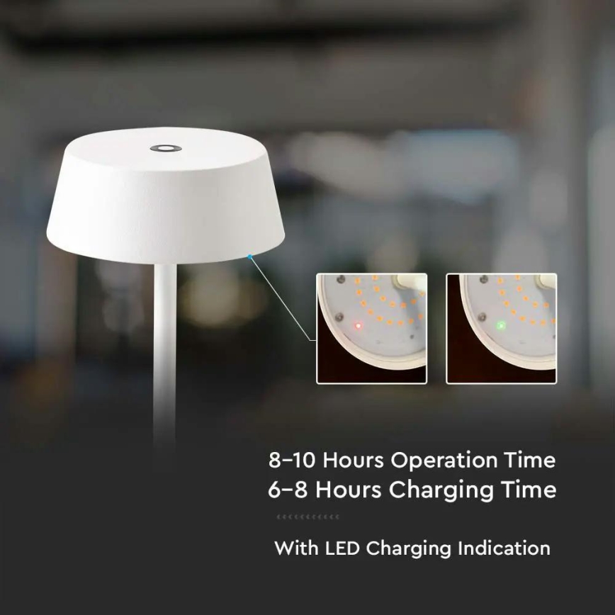 LED Екстериорна димируема сензорна акумулаторна настолна лампа LED/2W/5V 4400 mAh IP54 бяла