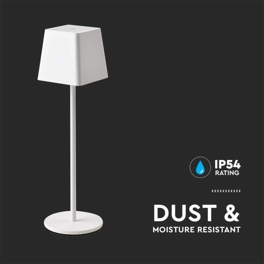 LED Екстериорна димируема сензорна акумулаторна настолна лампа LED/2W/5V 4400 mAh IP54 бяла