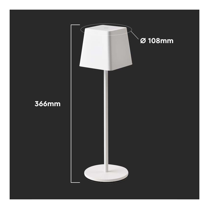 LED Екстериорна димируема сензорна акумулаторна настолна лампа LED/2W/5V 4400 mAh IP54 бяла