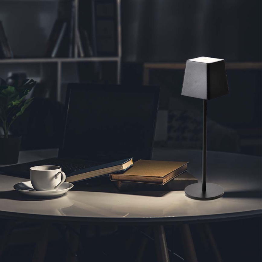 LED Екстериорна димируема сензорна акумулаторна настолна лампа LED/2W/5V 4400 mAh IP54 черна