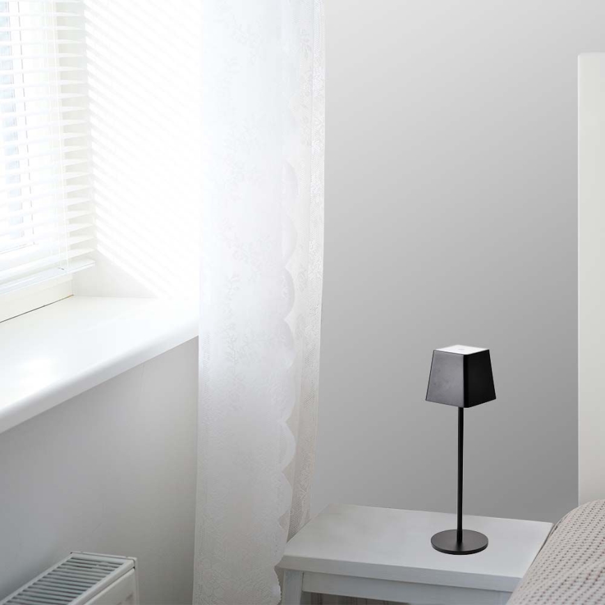 LED Екстериорна димируема сензорна акумулаторна настолна лампа LED/2W/5V 4400 mAh IP54 черна