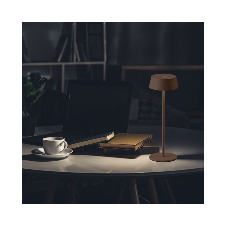 LED Екстериорна димируема сензорна акумулаторна настолна лампа LED/2W/5V 4400 mAh IP54 кафява