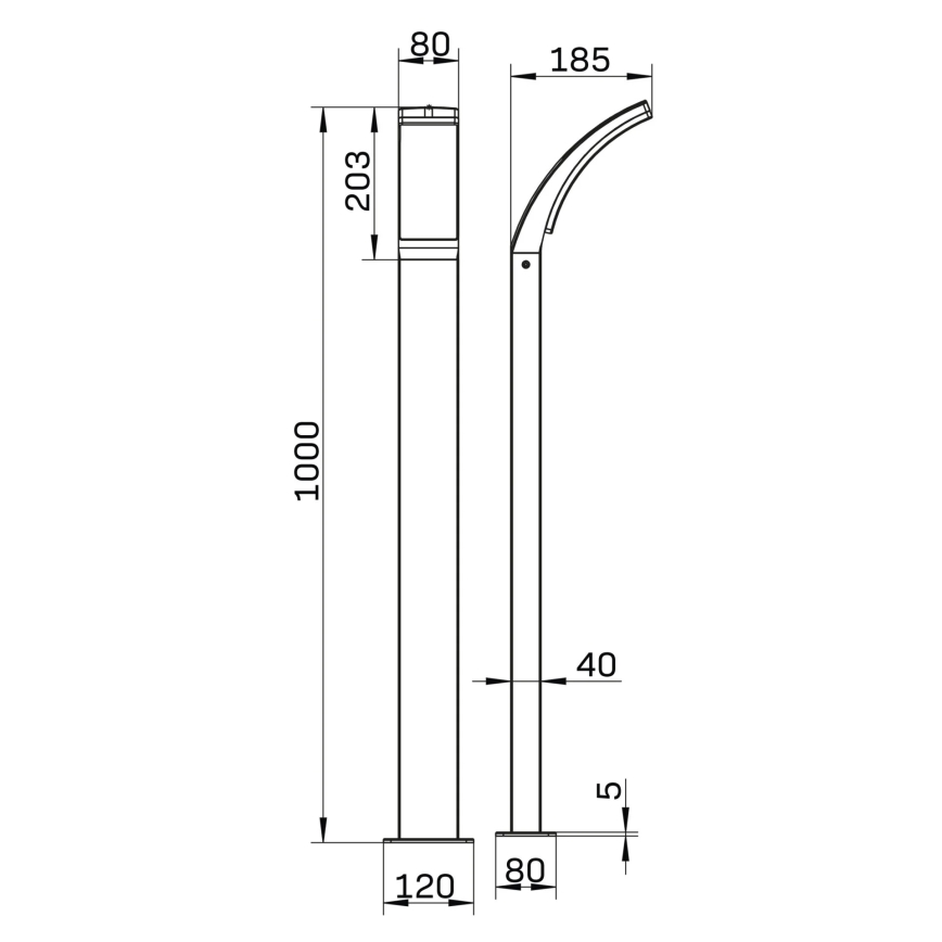 LED Екстериорна лампа AMY LED/12W/230V 100 см IP44 черен