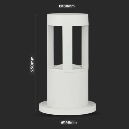 LED Екстериорна лампа LED/10W/230V 25см 6400K IP65 бяла