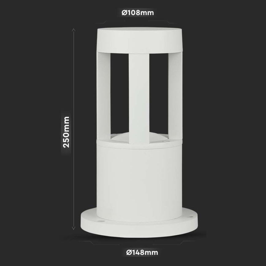 LED Екстериорна лампа LED/10W/230V 25см 6400K IP65 бяла