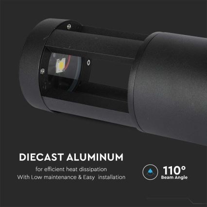 LED Екстериорна лампа LED/10W/230V 25см 6400K IP65 черна