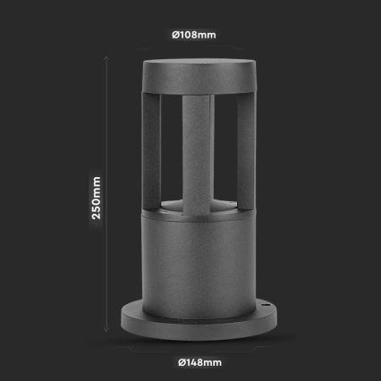 LED Екстериорна лампа LED/10W/230V 25см 6400K IP65 черна