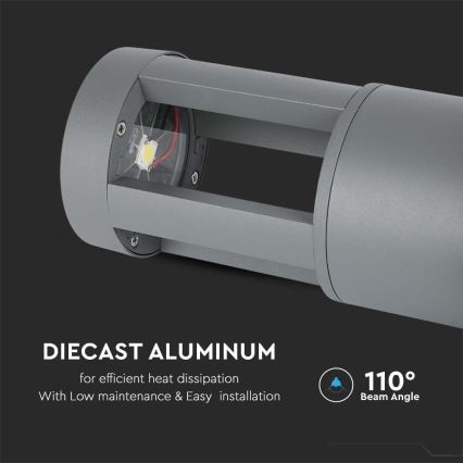 LED Екстериорна лампа LED/10W/230V 25см 6400K IP65 сива