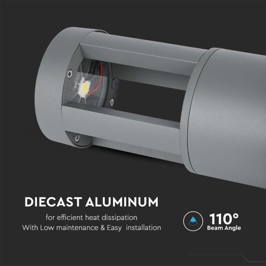 LED Екстериорна лампа LED/10W/230V 25см 6400K IP65 сива