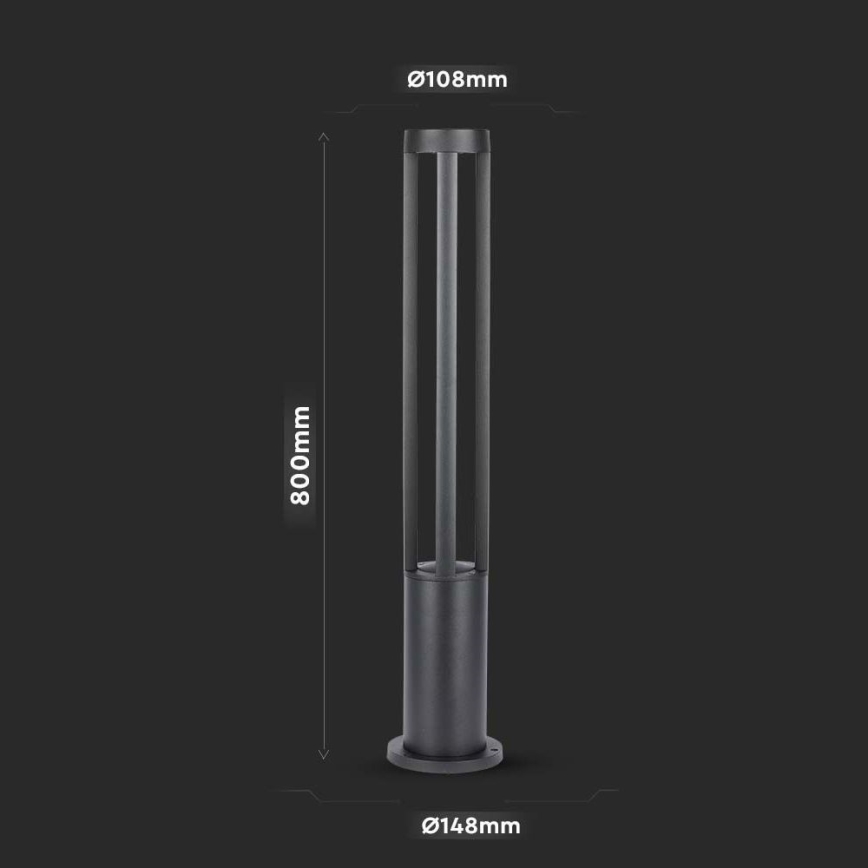 LED Екстериорна лампа LED/10W/230V 80см 6400K IP65 черна