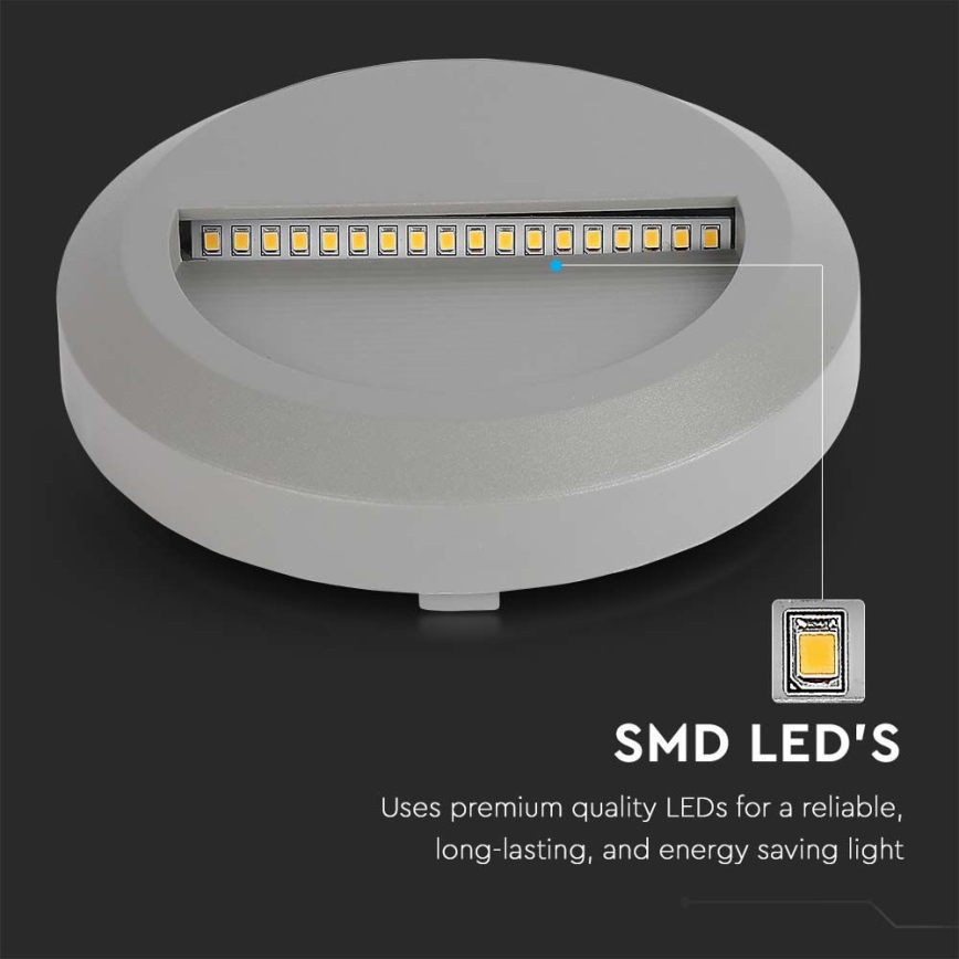 LED Екстериорна лампа за стълбище LED/2W/230V IP65 3000K сива