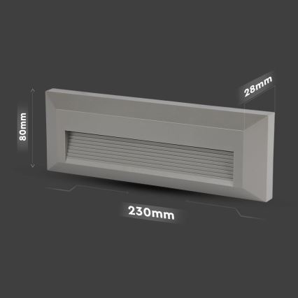 LED Екстериорна лампа за стълбище LED/3W/230V IP65 3000K сива