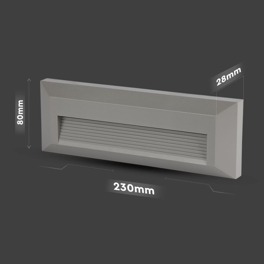 LED Екстериорна лампа за стълбище LED/3W/230V IP65 3000K сива