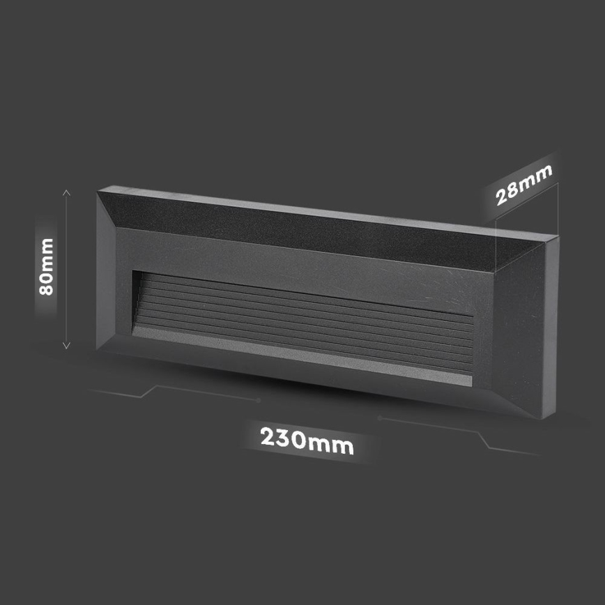 LED Екстериорна лампа за стълбище LED/3W/230V IP65 4000K черна