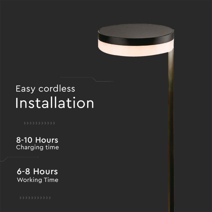 LED Екстериорна соларна лампа LED/2W/3,7V 3000K IP54 черен