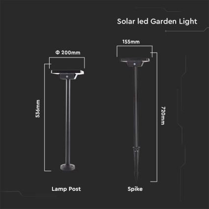 LED Екстериорна соларна лампа 2в1 LED/2W/3,7V IP65 3000/4000/6500K