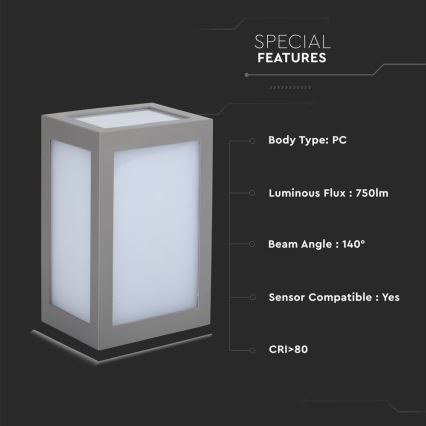 LED Екстериорна Стенна лампа 1xLED/12W/230V 4000K IP65