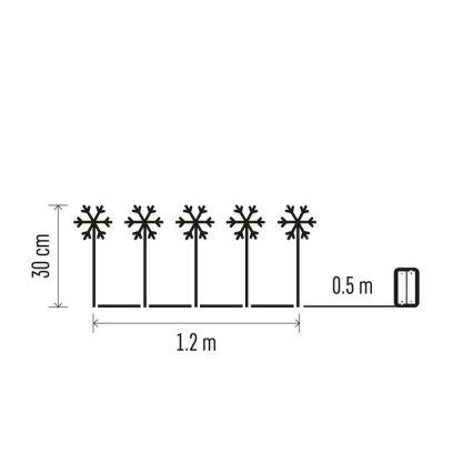 LED Екстериорна Коледна декорация 5xLED/3xAA IP44 снежинки