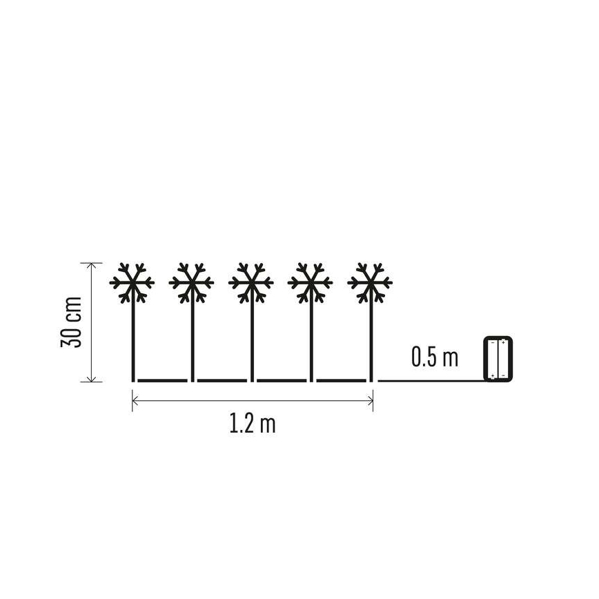 LED Екстериорна Коледна декорация 5xLED/3xAA IP44 снежинки