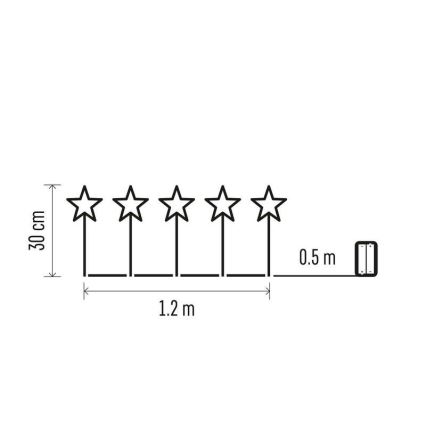 LED Екстериорна Коледна декорация 5xLED/3xAA IP44 звезди