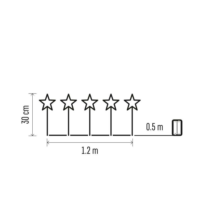 LED Екстериорна Коледна декорация 5xLED/3xAA IP44 звезди