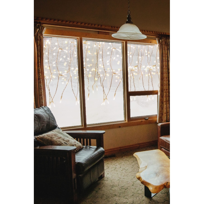 LED Екстериорна коледна завеса CURTAIN 360xLED/3,6W/230V 2x2 m IP44 топло бял