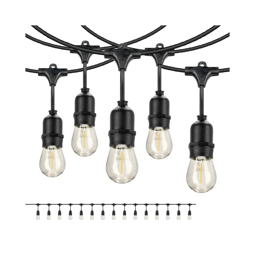 LED Екстериорни декоративни лампички BAJA ST64 15xE27/1W/230V 15,9m IP44 топло бяло