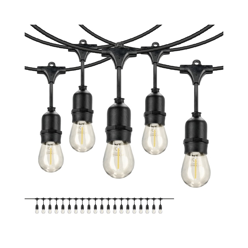 LED Екстериорни декоративни лампички BAJA ST64 20xE27/1W/230V 10,9m IP44 топло бяло