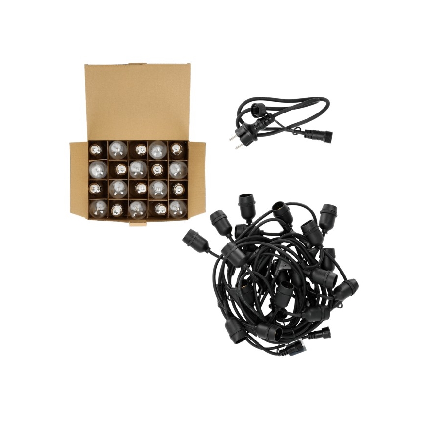 LED Екстериорни декоративни лампички BAJA ST64 20xE27/1W/230V 10,9m IP44 топло бяло