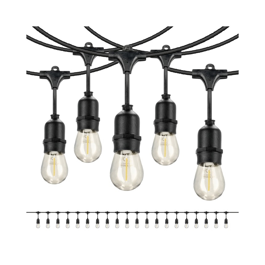 LED Екстериорни декоративни лампички BAJA ST64 20xE27/1W/230V 20,9m IP44 топло бяло