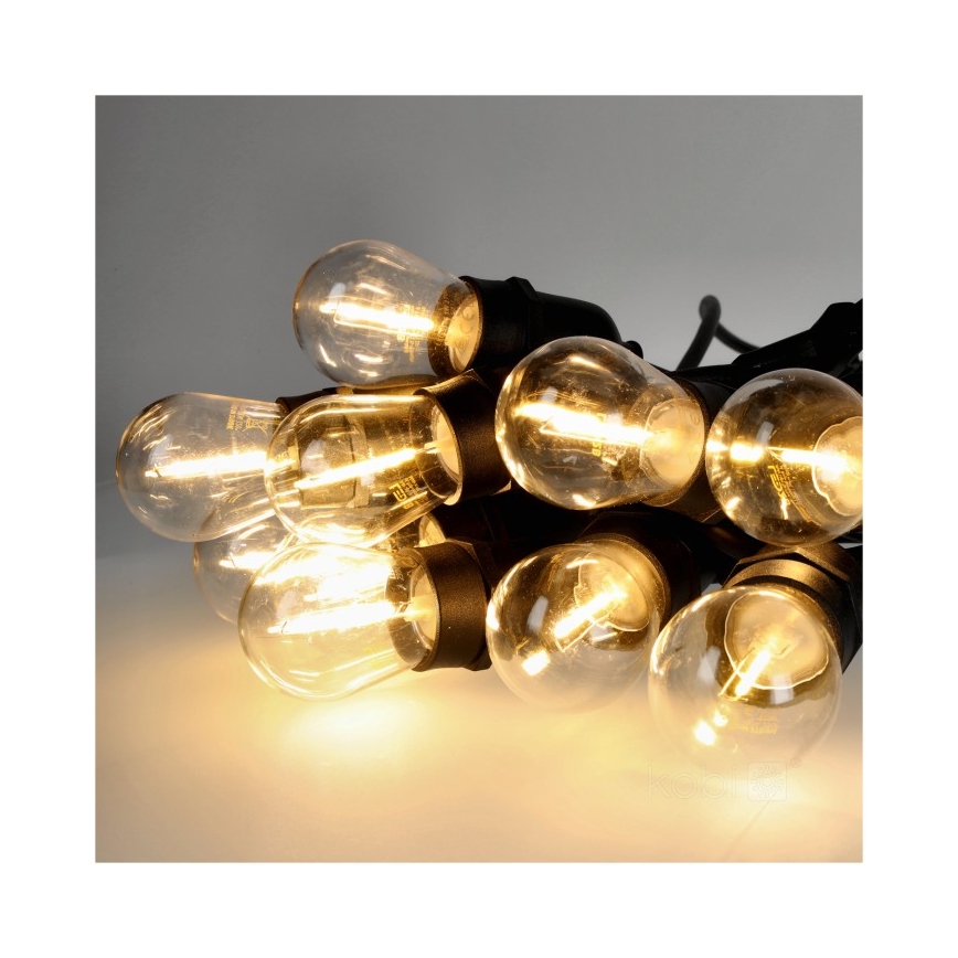 LED Екстериорни декоративни лампички BAJA ST64 20xE27/1W/230V 20,9m IP44 топло бяло