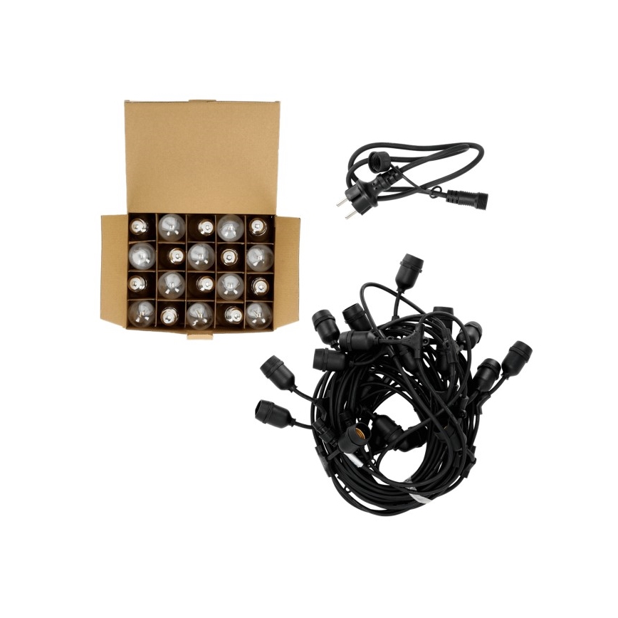 LED Екстериорни декоративни лампички BAJA ST64 20xE27/1W/230V 20,9m IP44 топло бяло