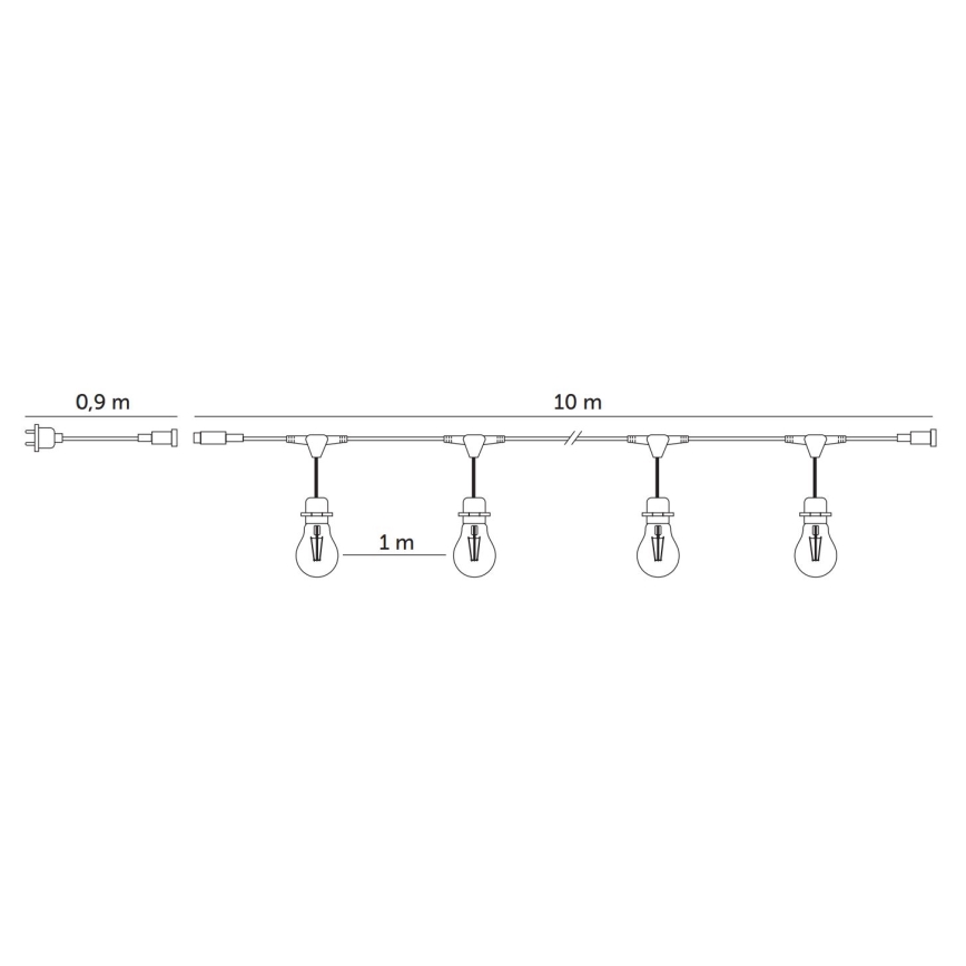 LED Екстериорни декоративни лампички BAJA ST64 10xE27/1W/230V 10,9m IP44 топло бяло