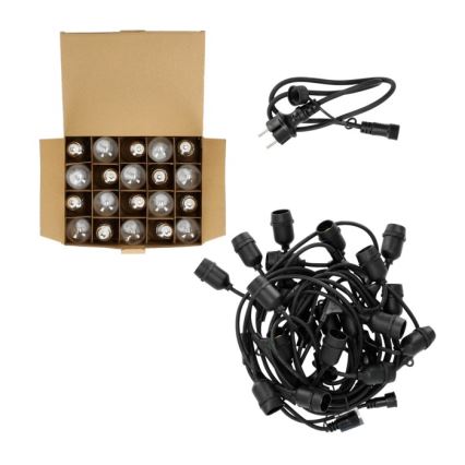 LED Екстериорни декоративни лампички BAJA ST64 20xE27/1W/230V 10,9m IP44 топло бяло