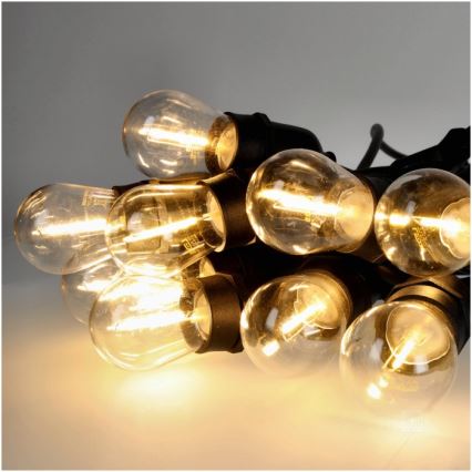 LED Екстериорни декоративни лампички BAJA ST64 20xE27/1W/230V 20,9m IP44 топло бяло