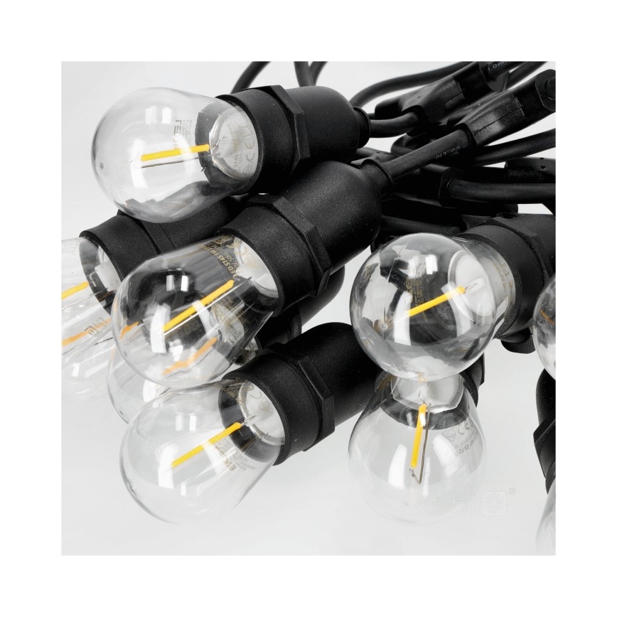 LED Екстериорни декоративни лампички BAJA ST64 20xE27/1W/230V 20,9m IP44 топло бяло