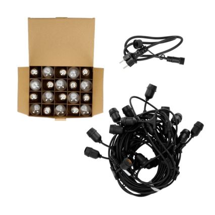 LED Екстериорни декоративни лампички BAJA ST64 20xE27/1W/230V 20,9m IP44 топло бяло